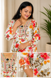 Floral Printed Rayon Cord Set