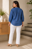 Blue Floral Patch Viscose Shirt