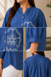 Blue Floral Patch Viscose Shirt