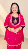 Fuchsia Pink Georgette Suit Set with Original Mirror Work