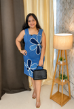 Blue Denim Floral Appliqué Mini Dress