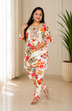 Floral Printed Rayon Cord Set