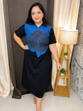 Midi Dress with Denim & Crochet Detail